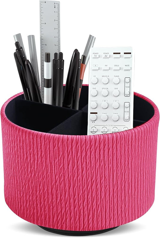 Hennaja Round Leather Art Supply Organizer, Remote Control Holder, 360 Degree by Hennaja