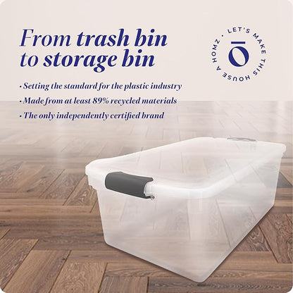HOMZ 2-Pack Latching Lid, Large Clear Plastic Storage Bins - Image 7