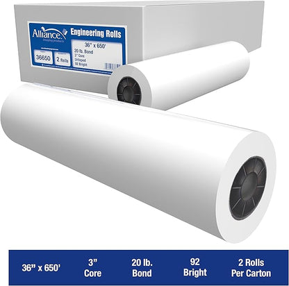 Alliance Wide Format Paper 36" x 650' Rolls Bond Engineering… - Image 4