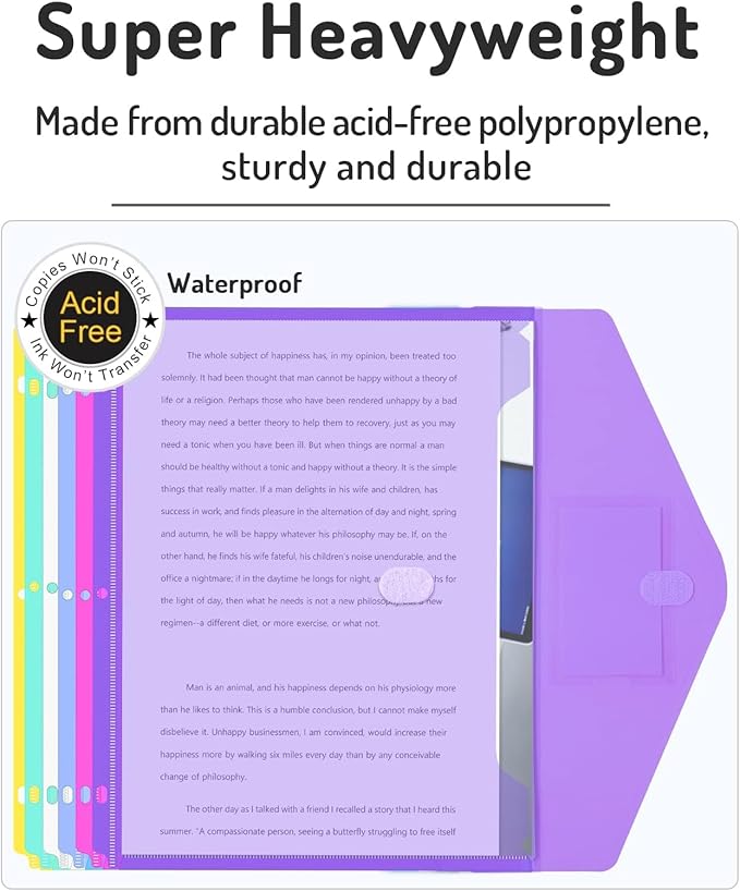 Forvencer Binder Pocket, 4X Regular Capacity, 10 Pack Super Heavyweight Plastic - Image 5