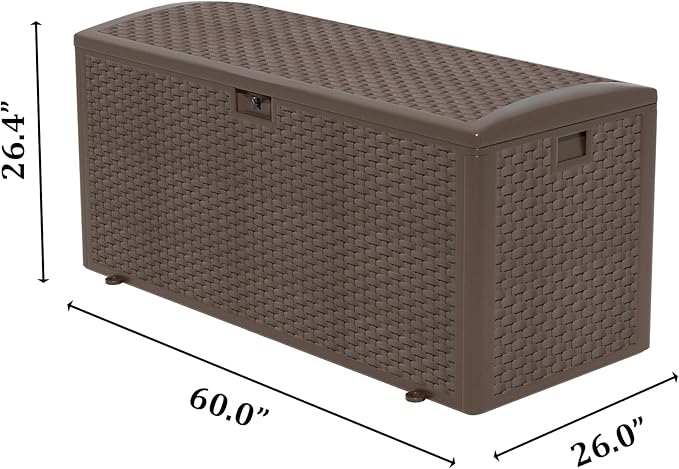 PATIOEASY 180GAL Deck Box -Grey, Wheeled Footlocker, Waterproof Resin Storage - Image 3