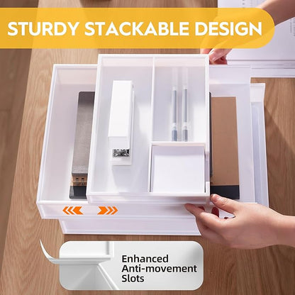 Eufrozy 3 Tier Stackable Letter Tray Paper Organizer, Cardboard Inbox, File - Image 4