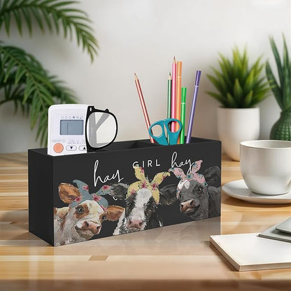 Exqcom Hay Girl Hay Cow Makeup Brush Toothbrush Holder, Pen Pencil Holder - Image 3