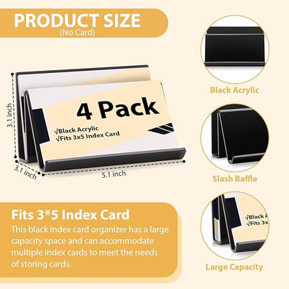 4 Pack 3x5 Index Card Display Holder Acrylic Cards Holder Stand Acrylic - Image 2