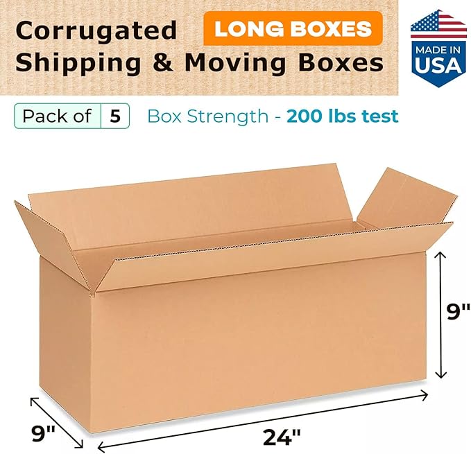 Long Moving & Shipping Boxes 24 x 9 x 9 inches - Image 2