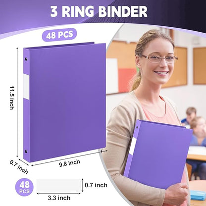 Henoyso 48 Pcs 3 Ring Binder 0.5 Inch Round Fits Letter Size 8.5'' x 11'' Paper - Image 2