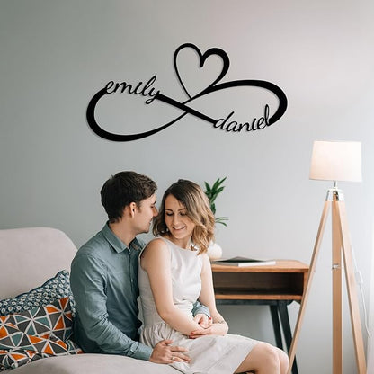 Personalized Valentines Day Metal Wall Sign, Custom Infinity Heart Love Couple - Image 3