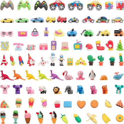 CLOCK KING 90pcs 3D Cute Kids Erasers, Random Desktop Pet Toys Gifts, Classroom by CLOCKKING