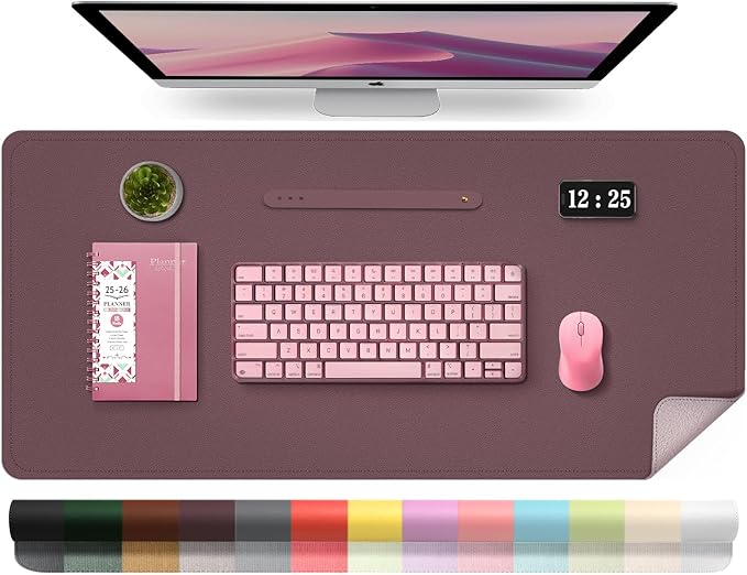 Leather Desk Pad Protector, 39.4'' X 17'' Large Mouse Pad, Office Desk Mat by BLESWIN