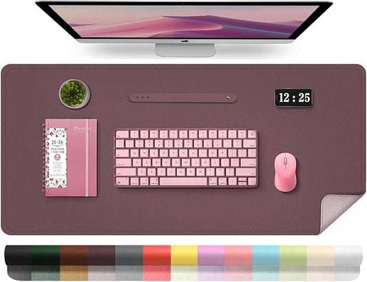 Leather Desk Pad Protector, 39.4'' X 17'' Large Mouse Pad, Office Desk Mat by BLESWIN