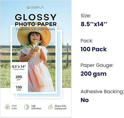 Glossy Photo Paper 8.5 x 14, Goefun 200 GSM/54 LB Legal Printer Paper - Image 2