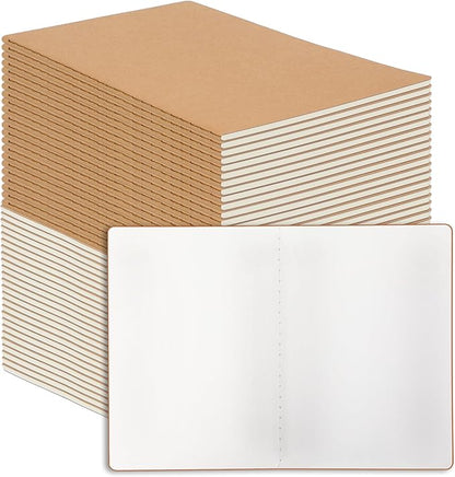 48 Pack Blank Kraft Notebooks, 8.3x5.5 Inches A5 Small Journals Bulk Blank by Welcometomiikoul