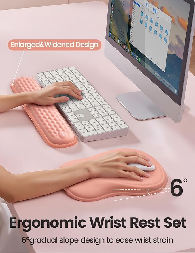 Meatanty Keyboard and Mouse Pad Wrist Rest Set, Ergonomic Wrist Pad Support - Image 3