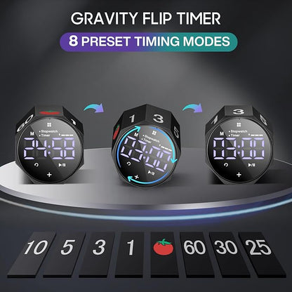 Digital Pomodoro Timer, Frosted Metal Productivity Cube Timer, 1.8 In LED - Image 2