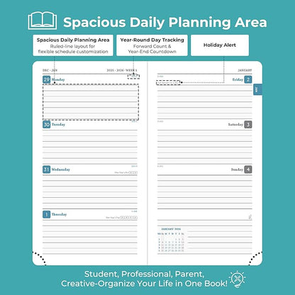 IN-LUXPRO Planner 2026 Daily Weekly and Monthly, 6.5"x3.75", 12 Months Spiral - Image 3