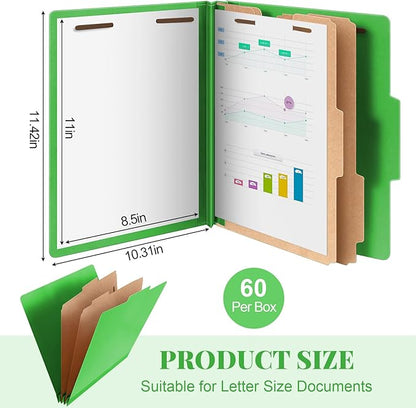 Skyygemm 60 Pcs Classification Folders Letter Size, 2 Divider Pressboard File - Image 2