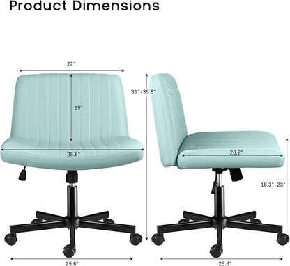 PUKAMI Criss Cross Chair with Wheels, Fabric Padded Armless Cross Legged Office - Image 2