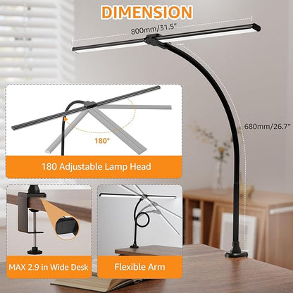 ShineTech Led Desk Lamp for Office Home, Bright Double Head Desk Light - Image 9