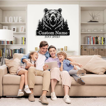 Custom Bear Metal Sign, Custom Bear Metal Wall Art Decor, Personalized Last - Image 2