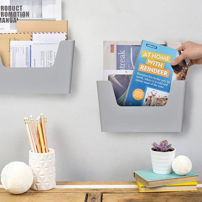 YOHOM No Drilling File Holder Wall Mails Magazines Organizer Adhesive Door Mount - Image 3