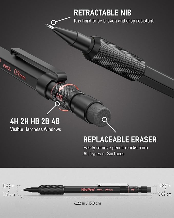 Nicpro 0.9 Metal Mechanical Pencil Set - Image 4