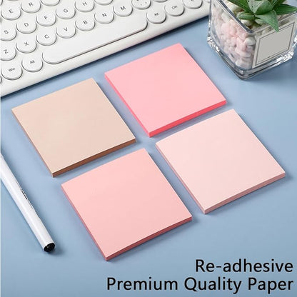 Thenshop 12 Pads Pink Sticky Notes 3''x3'', Self Stick Notes Pads Pink Office - Image 5