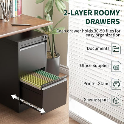 Yukimo 2 Drawer File Cabinet - Image 4