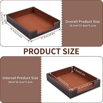 Leather Letter Tray, Office Supplies Desk Organizer - Image 7