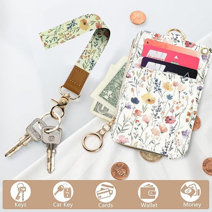 bolimoss 2-in-1 ID Badge Holder & Lanyard Wallet, Cute Florals Leather ID Badge - Image 4