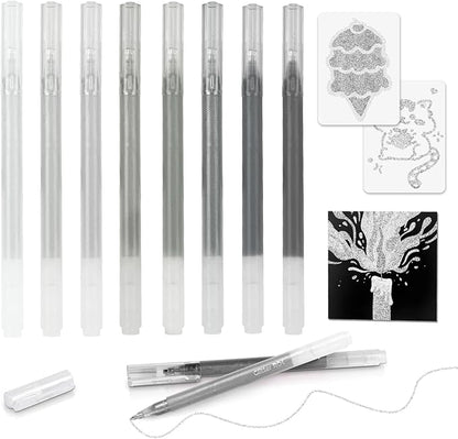 CAISEXILE 8 Neutral Palette Glitter Gel Pens Set, 1.0 mm Fine Point by CAISEXILE