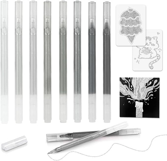 CAISEXILE 8 Neutral Palette Glitter Gel Pens Set, 1.0 mm Fine Point by CAISEXILE