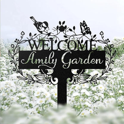 Custom Metal Garden Sign | Customized Butterfly Bird Garden Name Sign | - Image 7