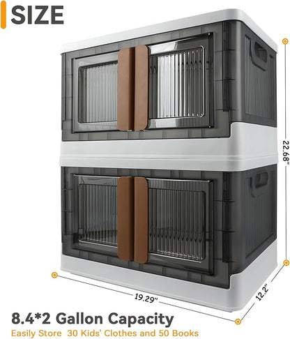 AssHMKIT Storage Bin, Plastic Cabinet, 8.4 Gallon Capacity, 2 Pack, Collapsible - Image 2