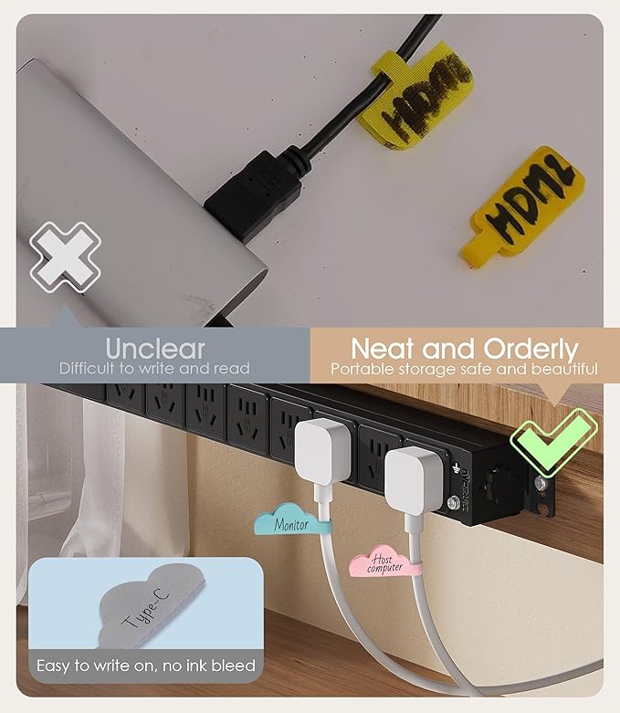 Nearockle 60Pcs Cable Labels for Organizing Wires and Identification, Upgraded - Image 4