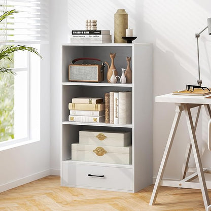LOKO 4-Tier Bookcase with Storage Drawer, Modern Organizer Display Storage - Image 5