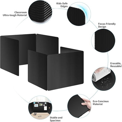 12 Pack Black Desk Dividers for Students, Privacy Shields Folder for Students - Image 3