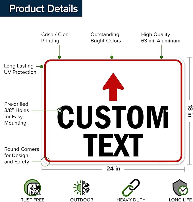 Custom Arrow, Custom Directional Sign, Up Arrow, 18x24 Inches, Rust Free .063 - Image 6