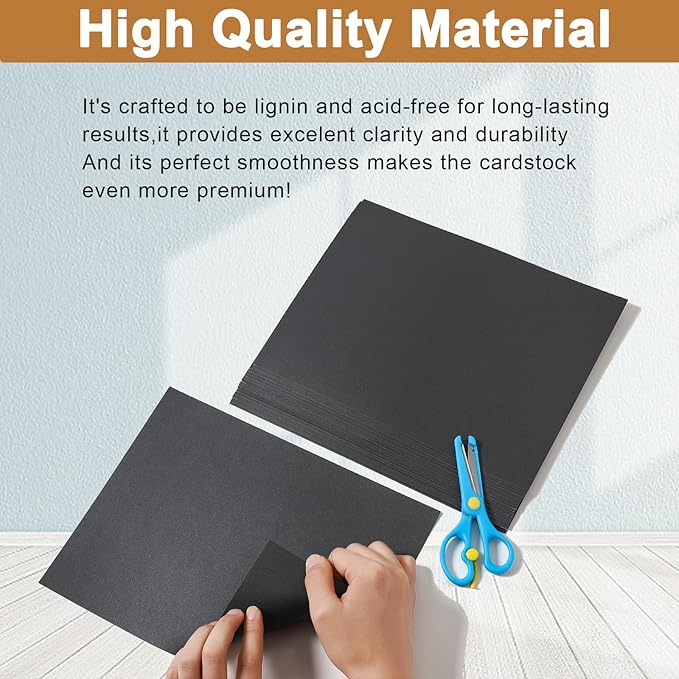 Silunkia 120 Sheets Shimmer Black Cardstock 8.5 x 11 Crafts Paper, 250gsm/92lb - Image 4