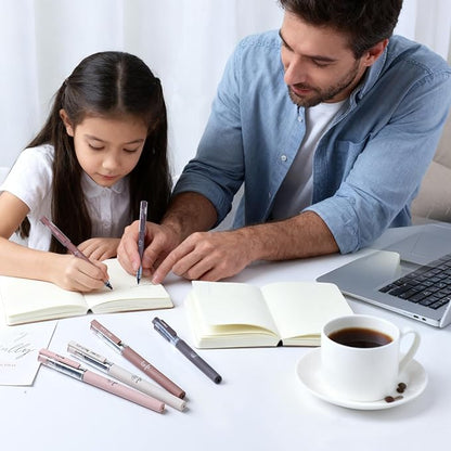FUNFULL Aesthetic Cute Stick Rollerball Pens, 0.5mm Fine Point Coffee Gel Pens - Image 9