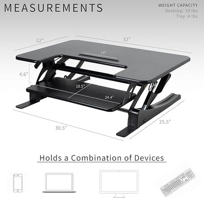 VIVO 32 inch Height Adjustable Stand Up Desk Converter, V Series, Quick Sit to - Image 3