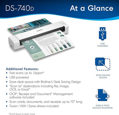 Brother DS-740D Duplex Compact Mobile Document Scanner - Image 2