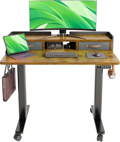 Claiks Standing Desk with Drawers, Adjustable Stand Up Electric Small Standing by CLAIKS