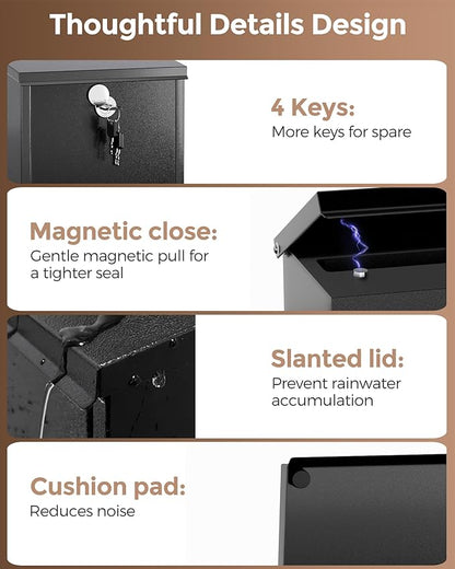 LAND·VOI Locking Wall-Mount Mailbox - Image 3
