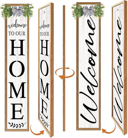 Double-sided Welcome to Our Home Wooden Sign Stand by Unknown