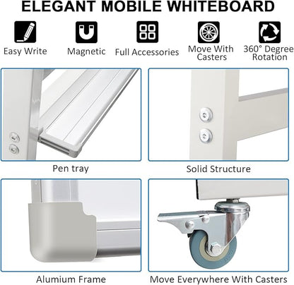Max-officoo 40" x 28" Mobile Dry Erase Whiteboard Double-Sided White Boards on - Image 4