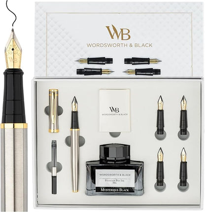 Wordsworth & Black Fountain Pen Gift Set, Includes Ink Bottle, 6 Ink Cartridges by WordsworthBlack