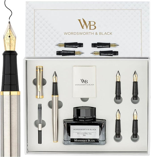 Wordsworth & Black Fountain Pen Gift Set, Includes Ink Bottle, 6 Ink Cartridges by WordsworthBlack