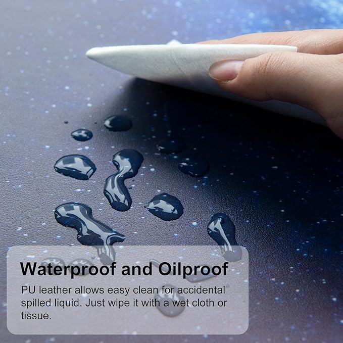 QIYI Large Desk Pad, Milky Way Mouse Pad Desktop Decor, Waterproof PU Leather - Image 3