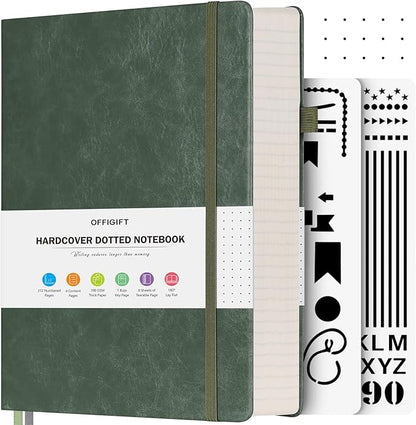 OFFIGIFT Bullet Dotted Journal Notebook, 312 Numbered Pages A5 Hardcover by OFFIGIFT