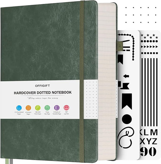 OFFIGIFT Bullet Dotted Journal Notebook, 312 Numbered Pages A5 Hardcover by OFFIGIFT